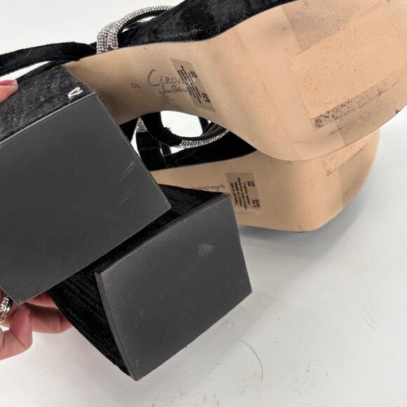 Sam Edelman Circus Mila Platform Heels 8 Black Velvet Jewel NWOT Heels Glam - Picture 8 of 8